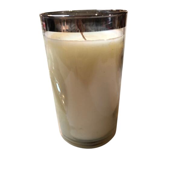 Village candle Christmas tree scent clear glass silver ring - Picture 1 of 4